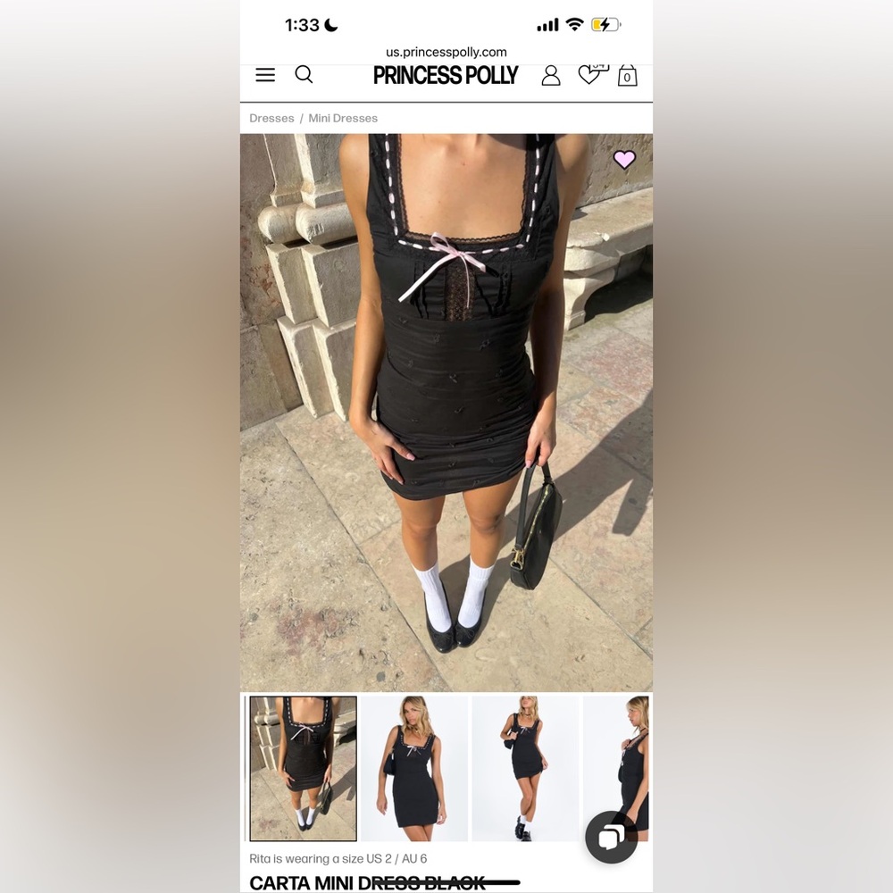 Princess Polly Carta Mini Black Dress